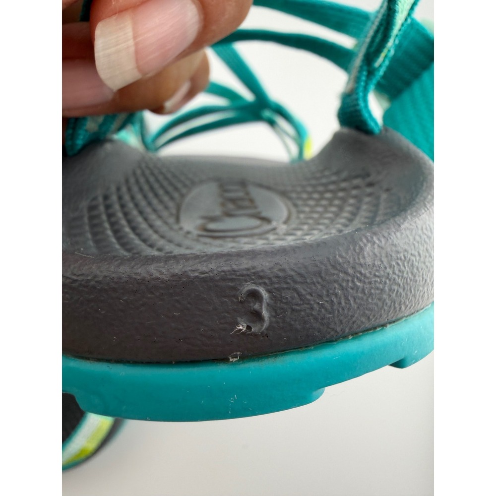 Chaco Z1 Ecotread Sandals Kids Size 3 Teal Green Geometric Strappy Sport Shoes - Picture 7 of 7